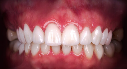 Perfect smile after veneers bleach of zircon arch ceramic prothesis Implants crowns. Dental...
