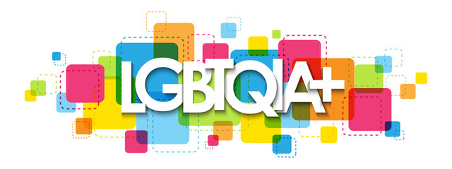 LGBTQIA+ colorful vector typography banner isolated on white background