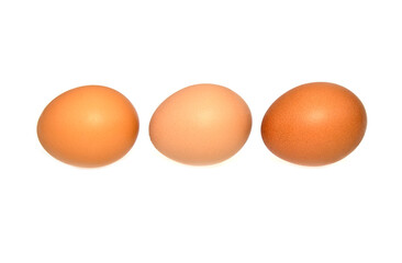 three eggs isolated on white background