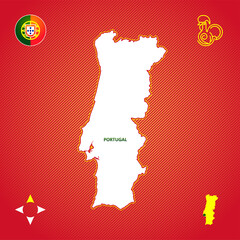simple map of portugal with national simbol