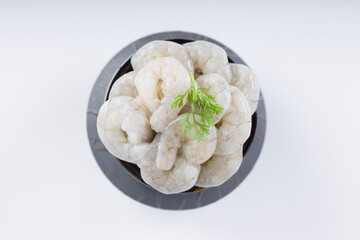 Raw peeled prawns or shrimp