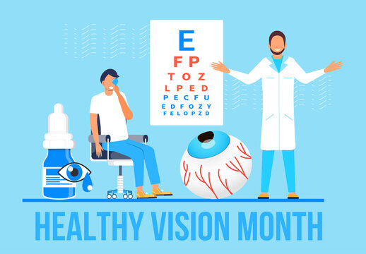 Healthy vision month concept vector. Medical ophthalmologist eyesight check up concept vector. Eye doctor illustration for health care web banner
