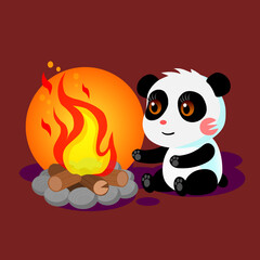 panda cmpfire in the night