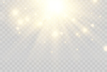 Bright beautiful star.Vector illustration of a light effect on a transparent background.