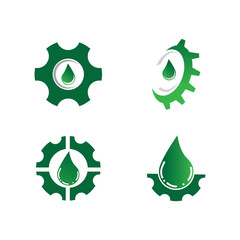 Gear drop oil logo icon vector template.