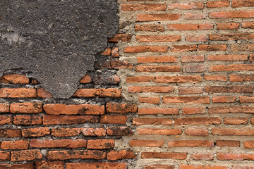 Contrast between dark brown and brown old brick wall of historic site.which over than one hundred years old. background. wall. pattern.