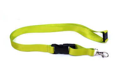 Lanyard yellow with Metal Lobster Clip and Safety Breakaway Clasp. Isolated on white background