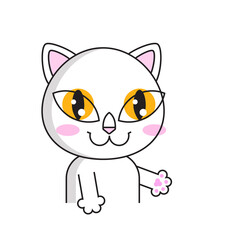 Cute cat sticker isolated on white background