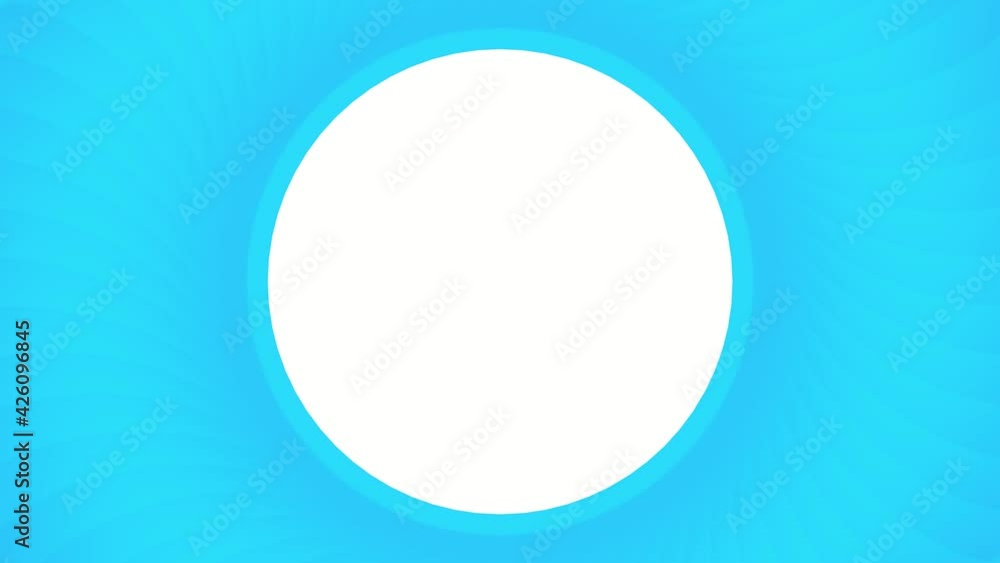 Poster light blue rotating abstract pattern of lines and a gradient with a white circle inside. 3d renderin