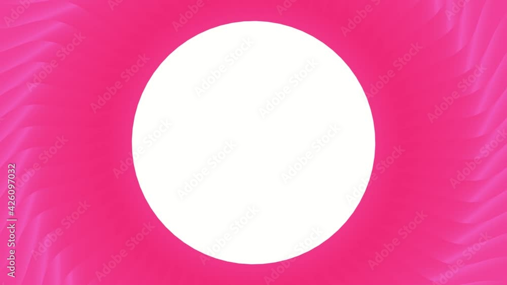 Poster pink rotating abstract pattern of lines and a gradient with a white circle inside. 3d rendering anim
