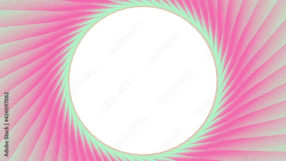 Aufkleber pink rotating abstract pattern of lines and a gradient with a white circle inside. 3d rendering anim