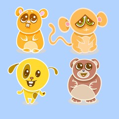 set of cute animals