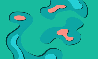 Obraz premium Green, blue, teal, and pink paper cut out effect, abstract background 
