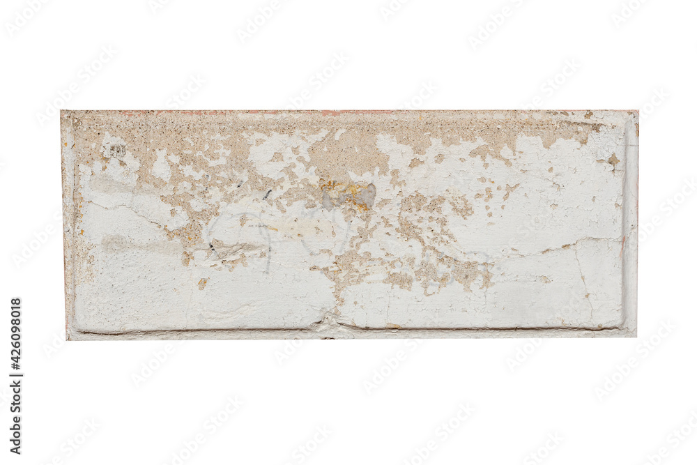 Poster old stone plaque with cracks isolated on a white background