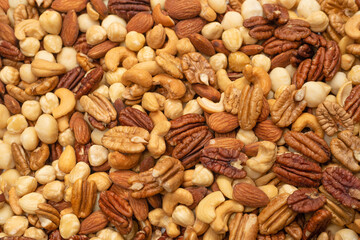 Mix of nuts as a background.