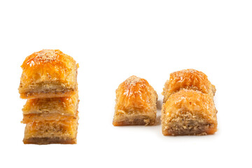 Delicious sweet baklava isolated on white background.