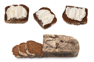 Brown bread isolated on white background.
