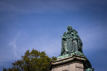 Fototapeta na wymiar Queen Victoria Memorial, Dalton Square, Lancaster. 