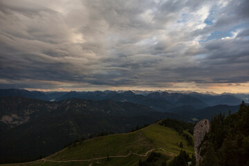Panorama mountain view at Tegernseer hut, Bavaria, Germany