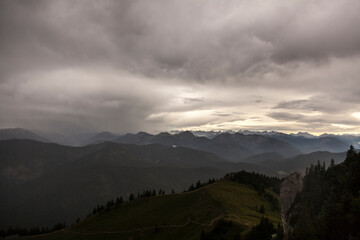 Fototapeta premium Panorama mountain view at Tegernseer hut, Bavaria, Germany