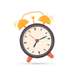 Alarm clock icon in a flat design with shadow