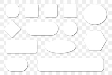 Set of blank white buttons with shadow