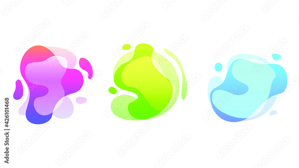 Poster abstract set liquid color collection geometric shapes fluid gradient dynamic elements banner logo ve