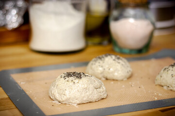 raw whole wheat bread dough with chia seeds