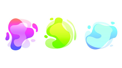 Abstract Set Liquid Color Collection Geometric Shapes Fluid Gradient Dynamic Elements Banner Logo Vector Desgin Style Trendy
