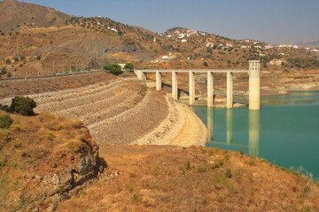 Water reservoir La Vinuela near Malaga in Andalusia,Spain, Europe  