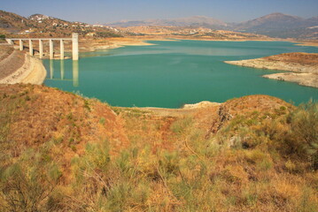 Water reservoir La Vinuela near Malaga in Andalusia,Spain, Europe  