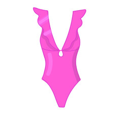 pink girls swimsuit vector hand drawn . Vector illustration
