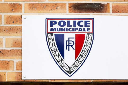 Sennecey, France - July 5, 2020: Municipal Police building and sign in France. The Municipal Police are the local police of towns and cities in France outside the capital