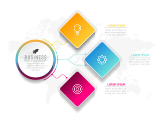 Vector illustration infographics design template, business information, presentation chart, with 3 options or steps. 