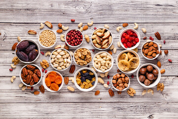 Nuts and dried fruits assortment.