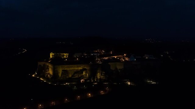 time lapse of K&ouml;nigstein Fortress during night