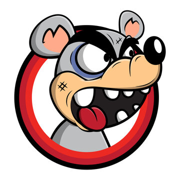 Funny battered mice cartoon characters on the circle, best for logo or symbol of raticide product