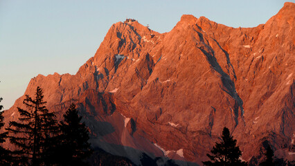 Sunset at Zugspitze mountain in Tyrol, Austria