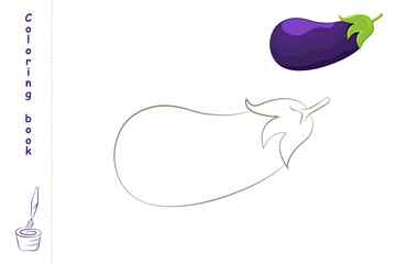 Coloring book eggplant with example