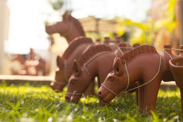 portrait of a handmade brown horse