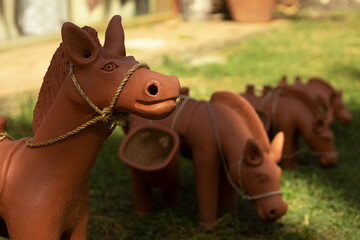 portrait of a handmade brown horse