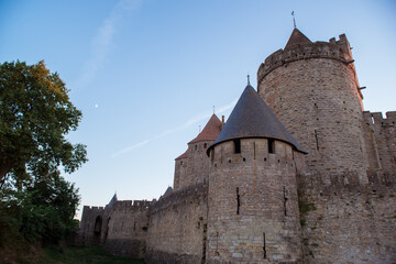 Impressive stone wall fortress of medieval castle