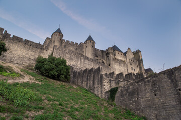 Impressive medieval castle in France. Cite de Carcassone Occitanie, France.