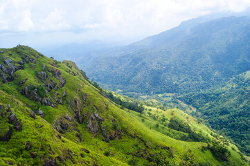 Incredible green views of mini Adams Peak valley in Sri Lanka, south east asia.