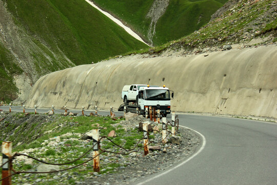 Sioni, Georgia - June 20, 2016: Georgian Military Road, a major route through the Caucasus from Georgia to Russia.