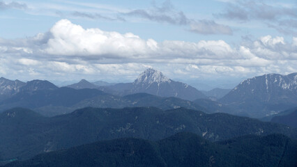 Naklejka premium Mountain panorama Benediktenwand mountain tour in Bavaria, Germany
