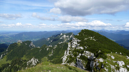Fototapeta na wymiar Mountain panorama Benediktenwand mountain tour in Bavaria, Germany