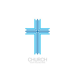 Abstract christian cross logo vector template. Church logo.