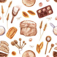 Watercolor pattern with pastries