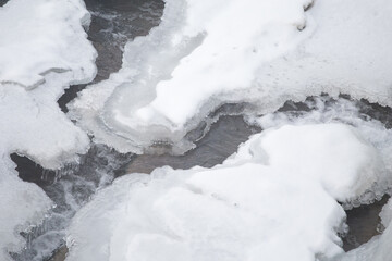 Fototapeta na wymiar Closeup of ice on a frozen creek